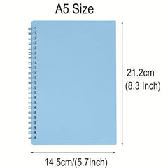 1pc A5 Spiral Notebook Plastic Hardcover 8mm Ruled 358 Sheets Light Pink/Green