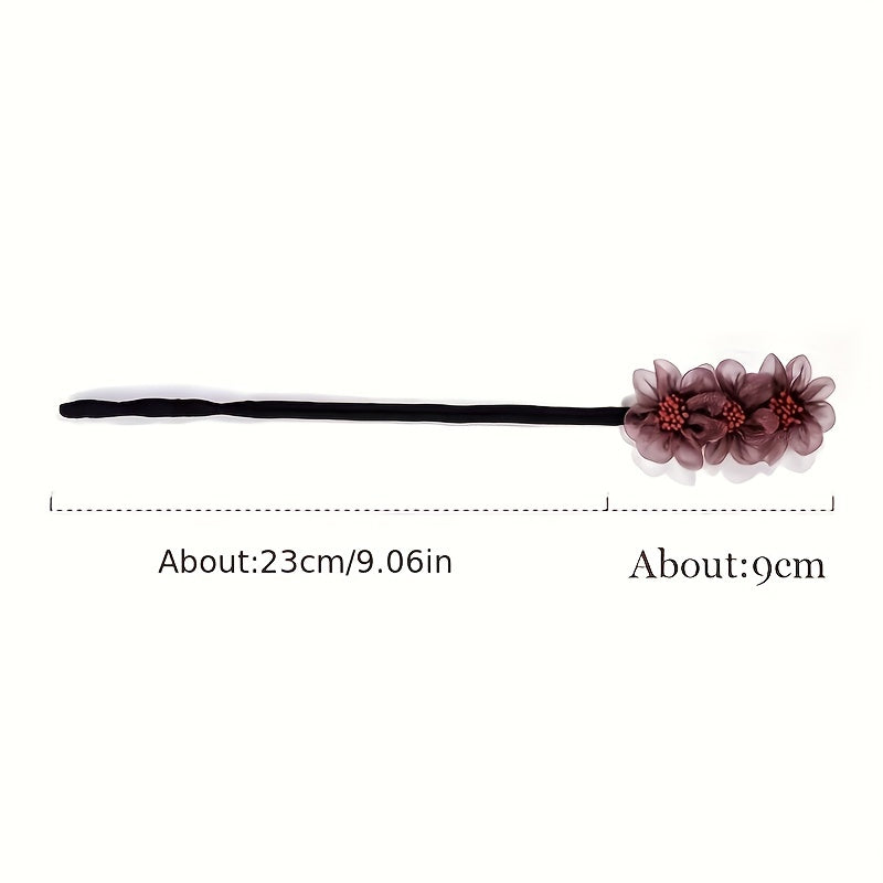 Flowers Organza Twist Hair Pin Buns Hairpin For Women