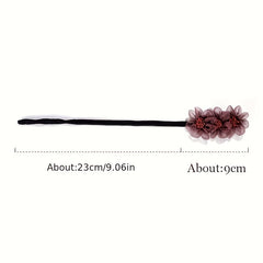 Flowers Organza Twist Hair Pin Buns Hairpin For Women
