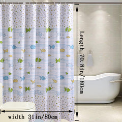 Waterproof Fresh Small Fish Shower Curtain with Metal Grommets