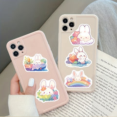 50PCS Easter Rainbow Bunny Stickers Vinyl Waterproof Decals Scrapbook Journaling