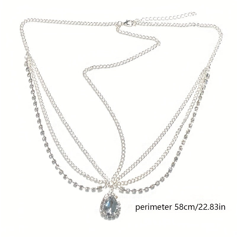 Crystal Rhinestone Water Drop Forehead Chain Headdress