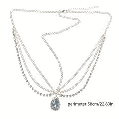 Crystal Rhinestone Water Drop Forehead Chain Headdress