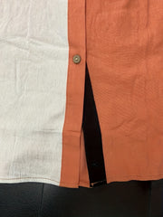  Colorblock Long Sleeve Button Up Tunic Shirt