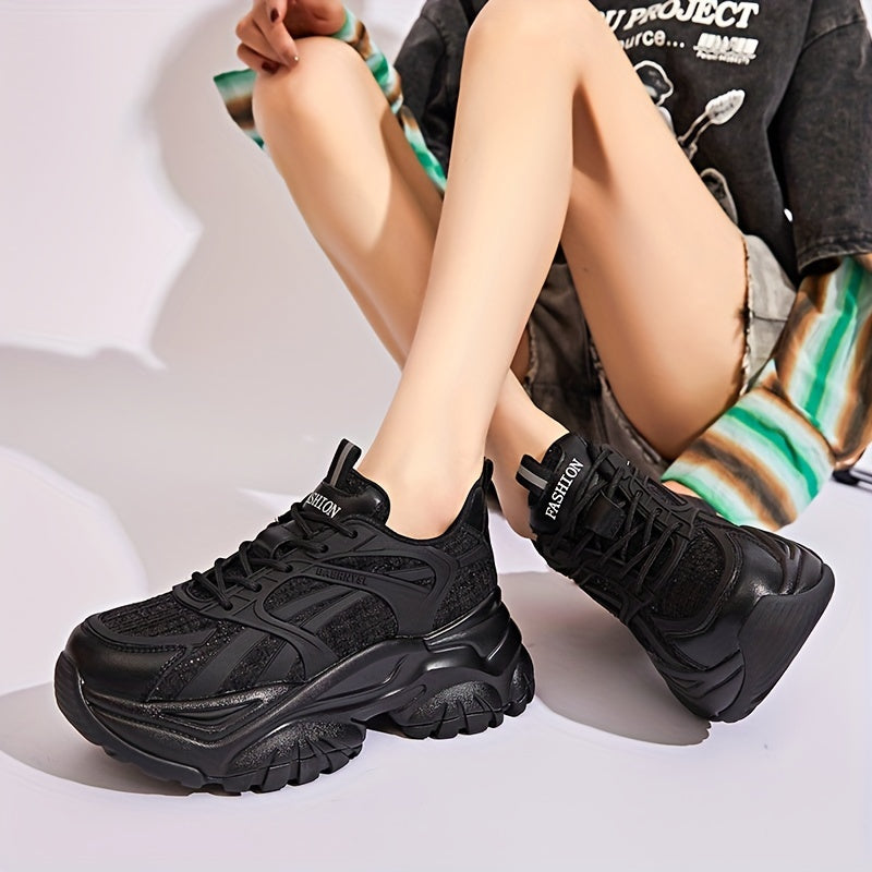 Women's Non-slip Chunky Sneakers Lace Up Sport Shoes