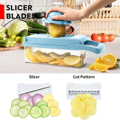 14pcs Vegetable Chopper Multifunctional Slicer Cutter With Container