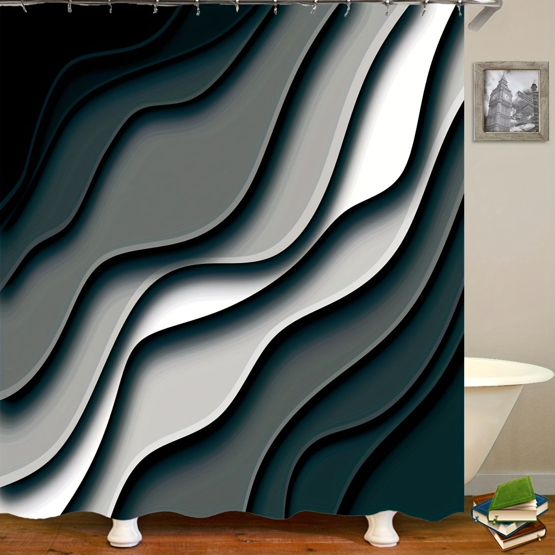 Marble Bathroom Decor Set - Shower Curtain & Non Slip Rug