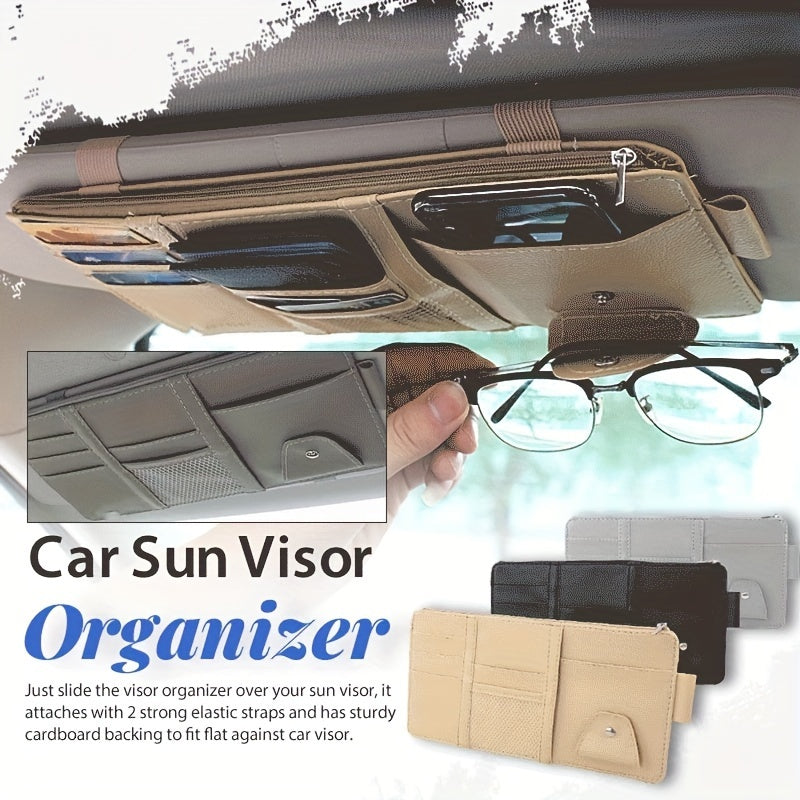 Car Visor Organizer Sun Visor Storage Pouch Sunglasses Holder Ticket Pocket