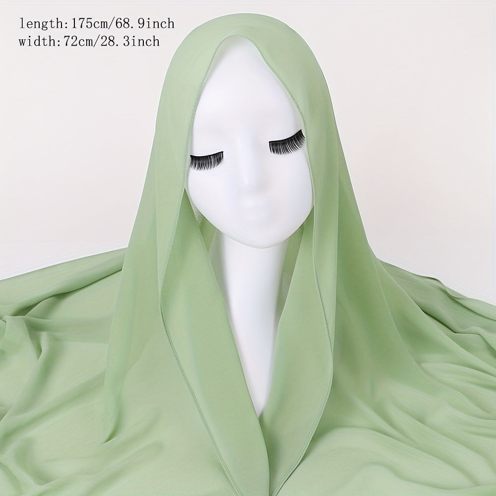 Casual Chiffon Scarf Classic Hijab Breathable Shawl Windproof Head Wrap Turban
