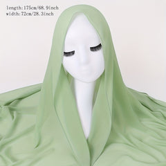 Casual Chiffon Scarf Classic Hijab Breathable Shawl Windproof Head Wrap Turban