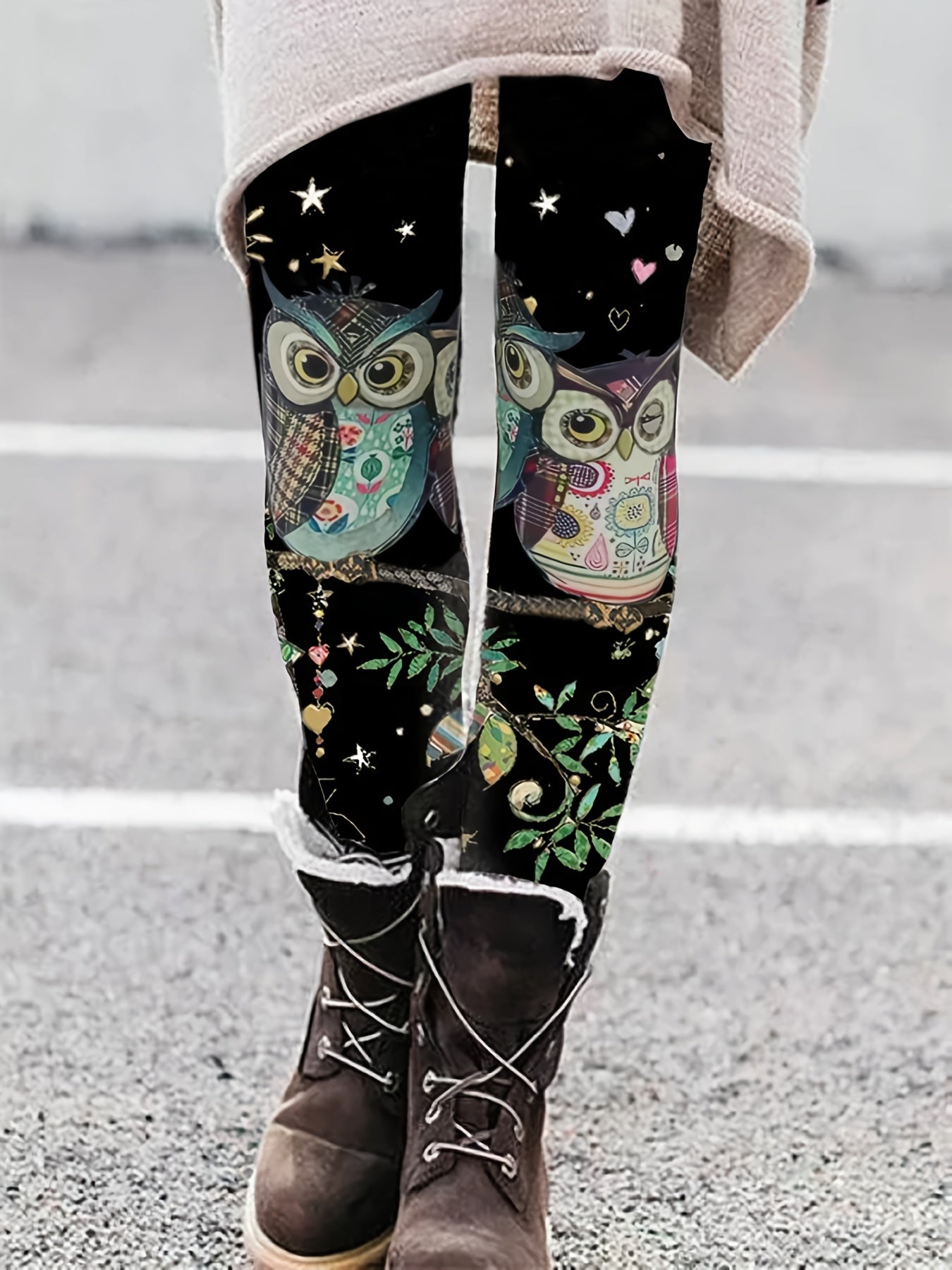  Casual Pants Women's Plus Floral & Animal Print Leggings