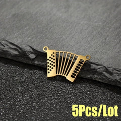 5pcs Stainless Steel Accordion Music Connector for DIY Jewelry Making