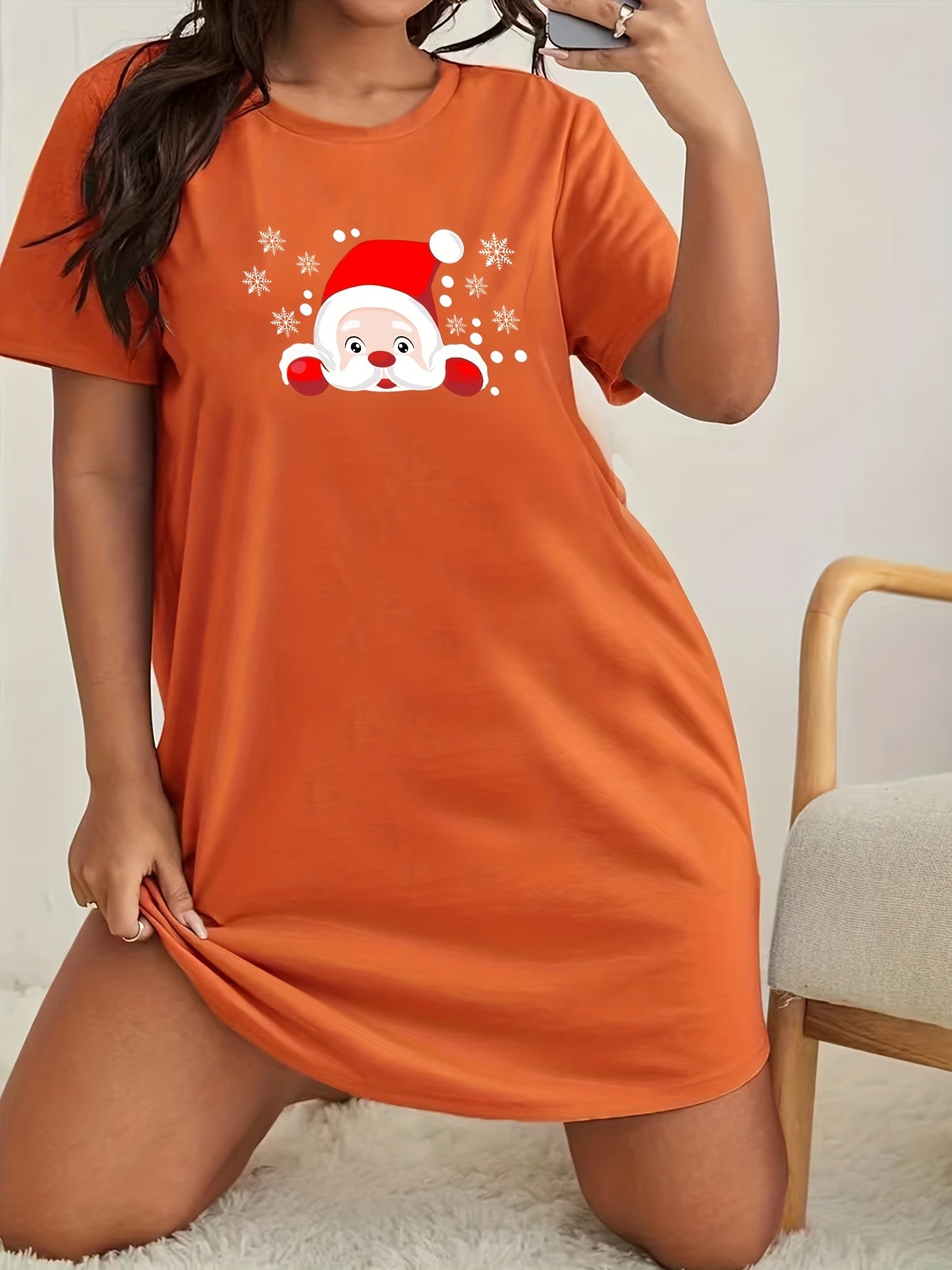  Santa Claus Lounge Dress Short Sleeve Nightdress