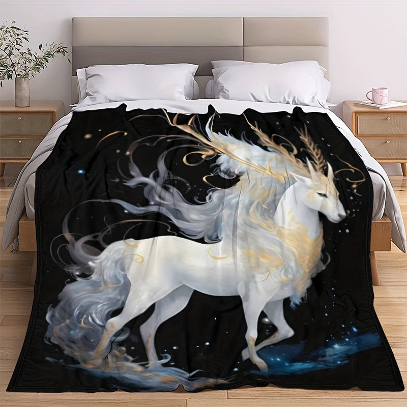 Soft Flannel Printed Blanket for Home Sofa Bed Office Nap Travel