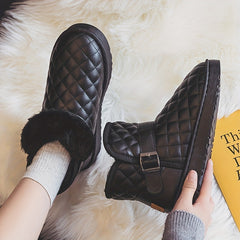 Women's Quilted Snow Boots Argyle Pattern Waterproof Ankle Boots