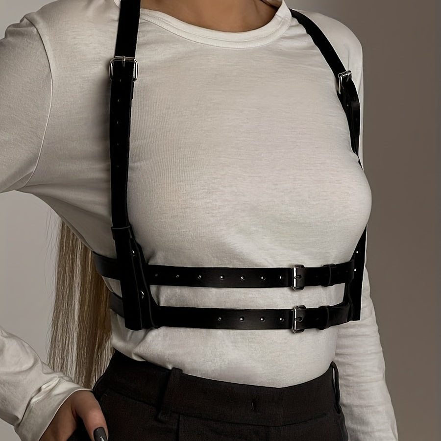 Punk PU Leather Waist Belt Women Goth Suspenders Music Dance Club