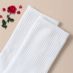 Men's Solid Crew Socks Breathable Comfy Casual Street Style Socks