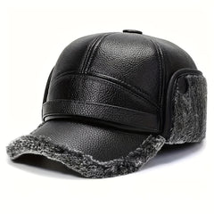 Faux Leather Winter Hats For Men Women Sport Warm Baseball Cap
