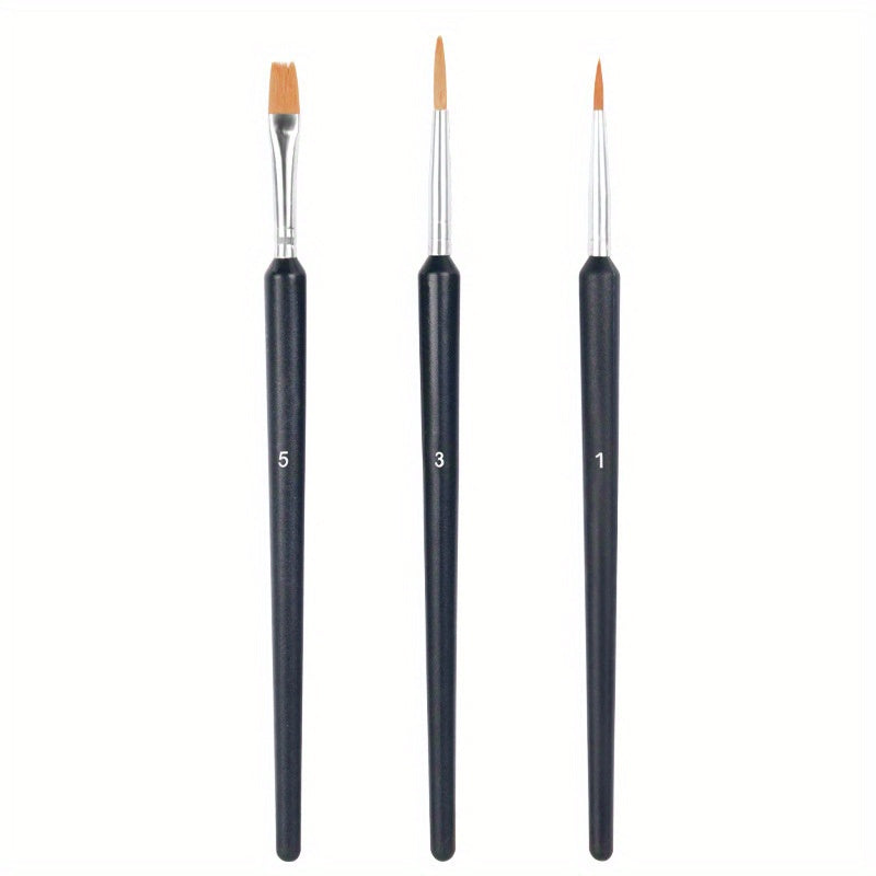 3 Nylon Flat Brushes for Digital Watercolor and Acrylic Painting