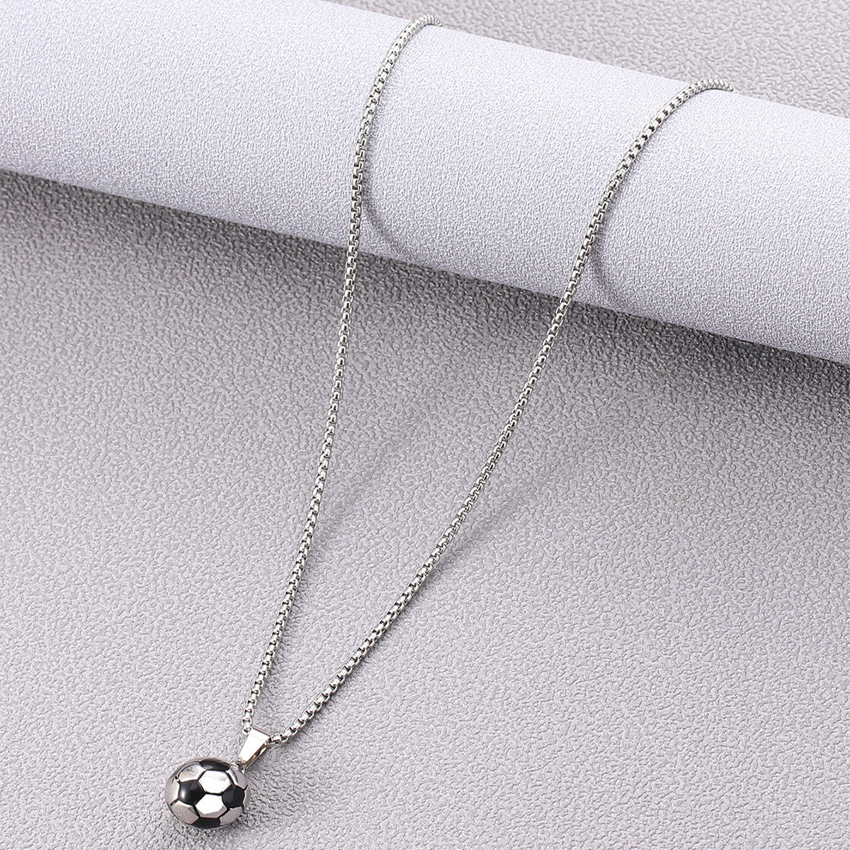 Men's Vintage Silver Football Stainless Steel Pendant Necklace