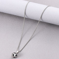 Men's Vintage Silver Football Stainless Steel Pendant Necklace