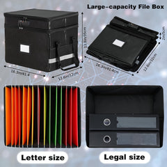 File Storage Box With Lock & Handles 2 Layer Folding Storage Box