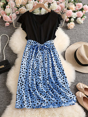  Leopard Print Ruffle Sleeve V Neck Dress