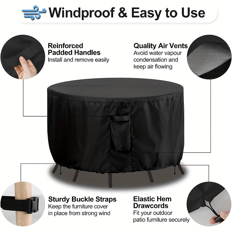 Waterproof Round Patio Table Cover Heavy Duty 600D Oxford Fabric