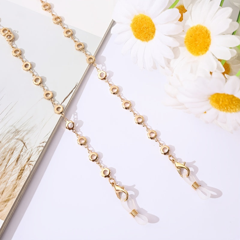 Metal Glasses Chain Colorful Pearl Rhinestones Mask Chain Glasses Lanyard