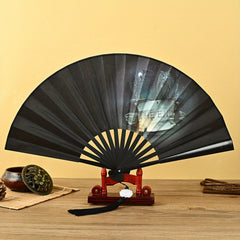 Ancient Style 32 Cm Folding Fan with Tassel Pendant for Men
