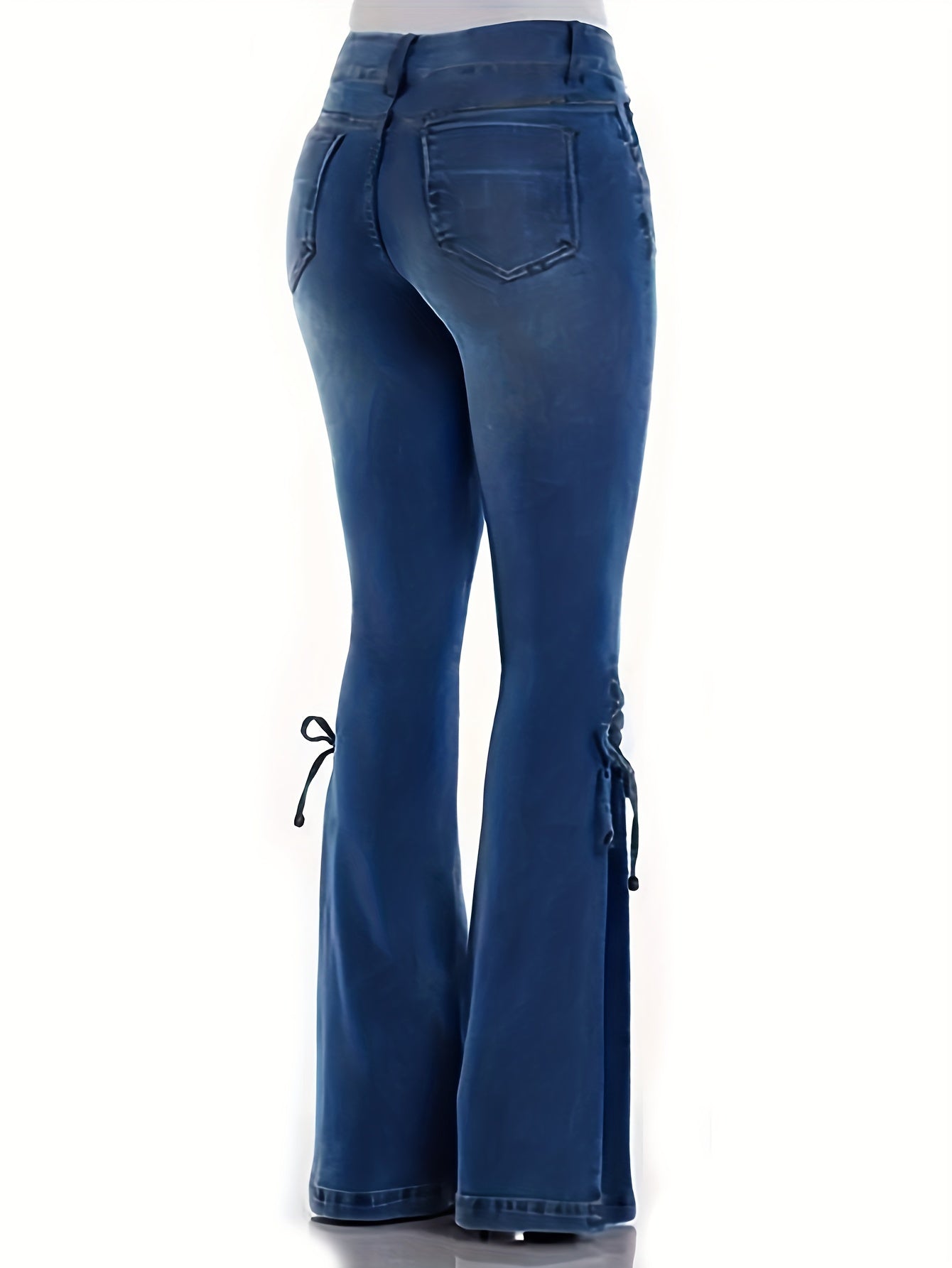  High Rise Lace Up Flared Leg Jeans