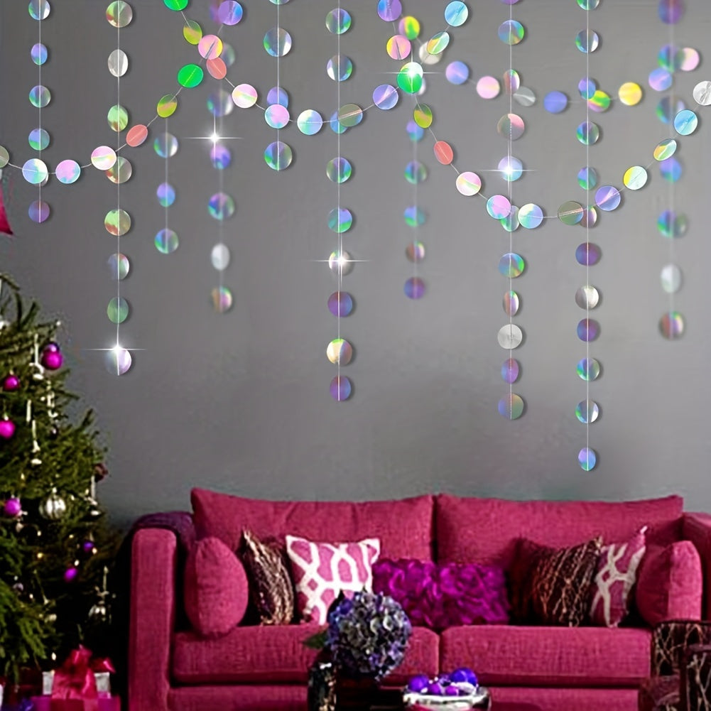 Holographic Circle Garlands for Unicorn Mermaid Parties