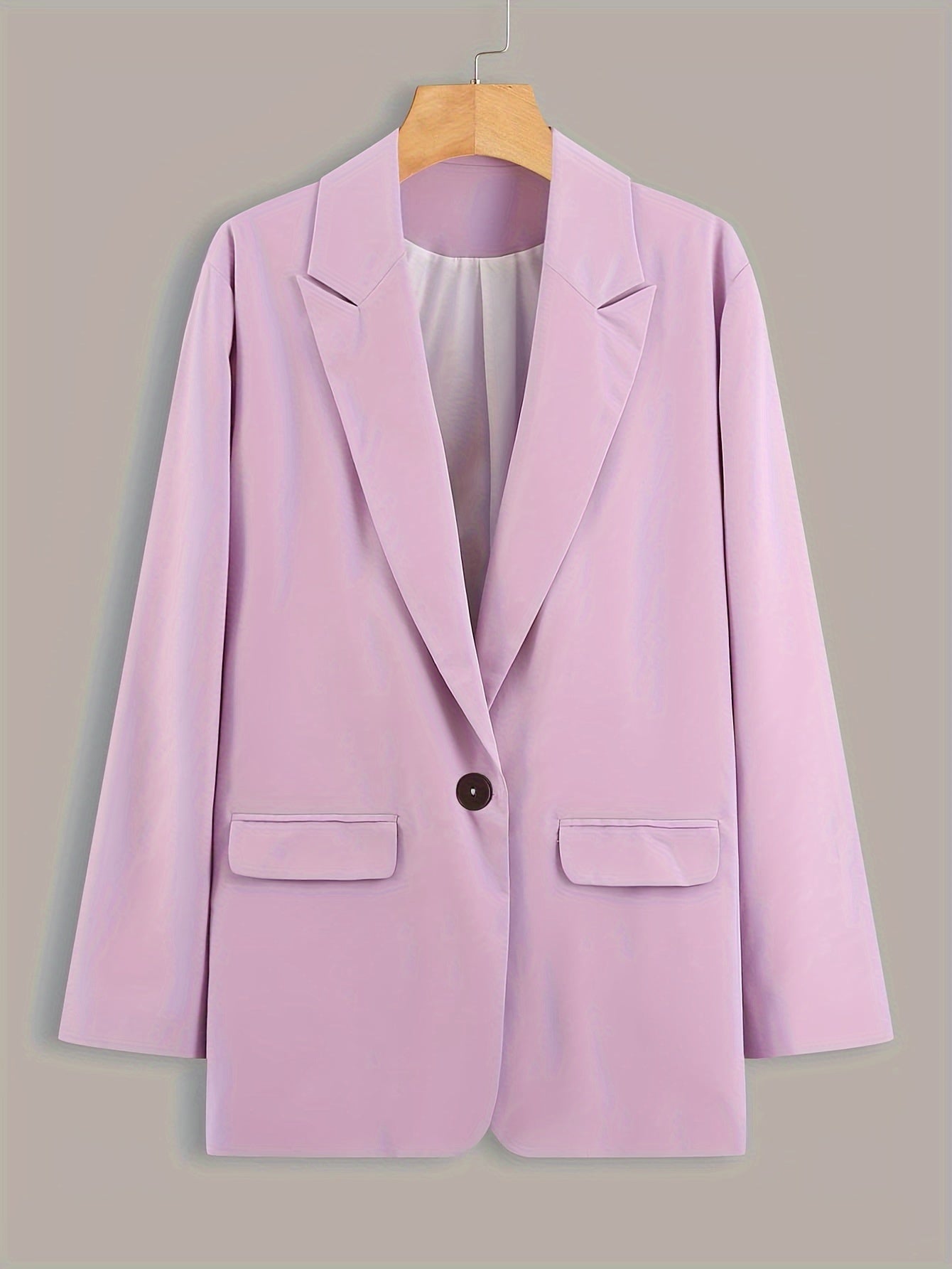  Solid Long Sleeve Lapel Collar Blazer