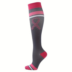 Letter & Bow Print Calf Socks Compression Knee High Women's Stockings