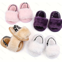 Furry Sandals For Baby Girls Lightweight Non slip Walking Shoes