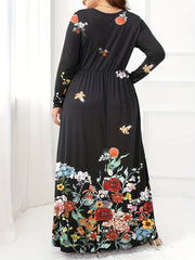 Women's Plus Butterfly Print Maxi Dress