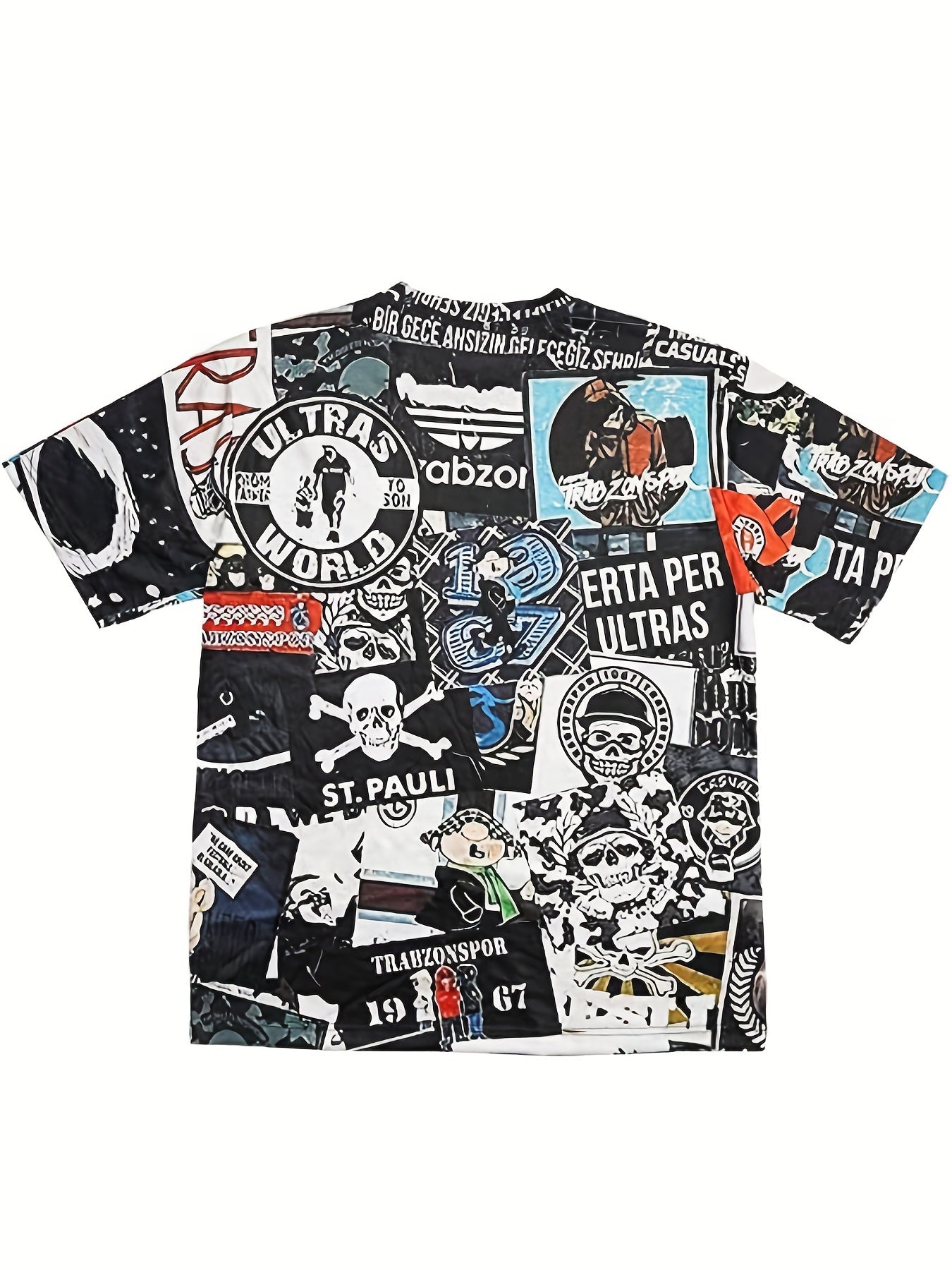 Men's 3D Printed Collage Style Skull T Shirt for Summer Outdoors