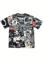 Men's 3D Printed Collage Style Skull T Shirt for Summer Outdoors