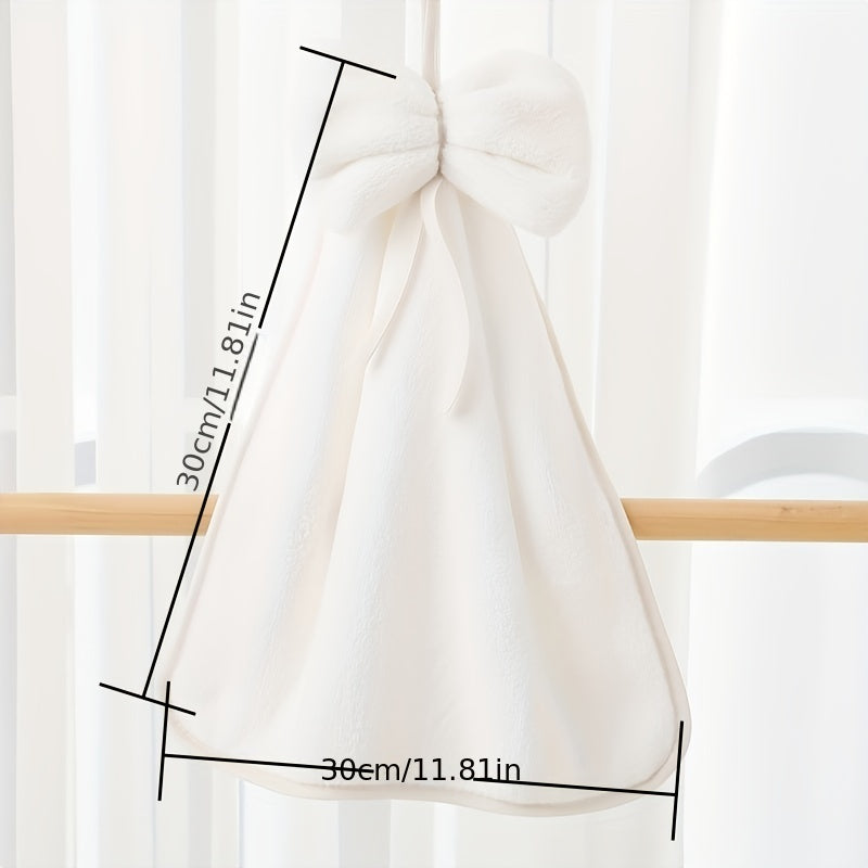 Bowknot Hanging Towel Coral Fleece Quick Drying Fingertip Towel