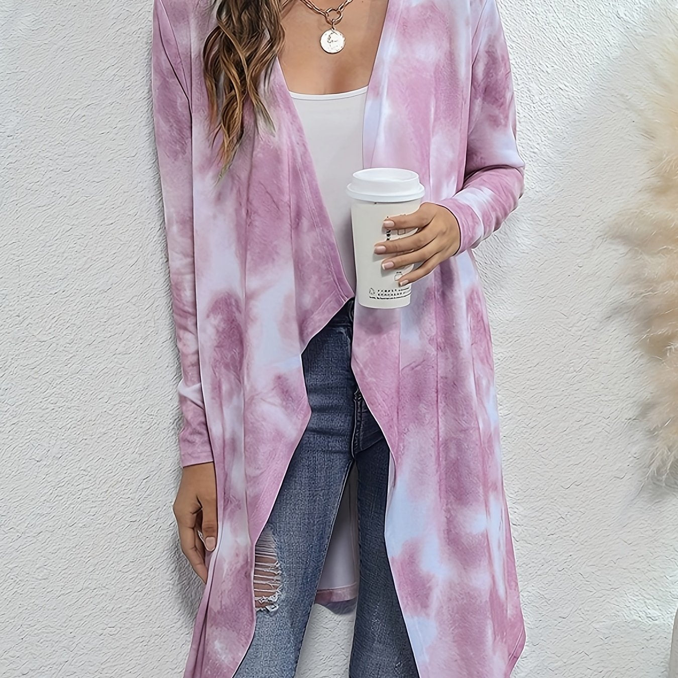  Tie Dye Long Sleeve Open Front Cardigan