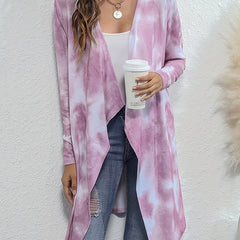  Tie Dye Long Sleeve Open Front Cardigan