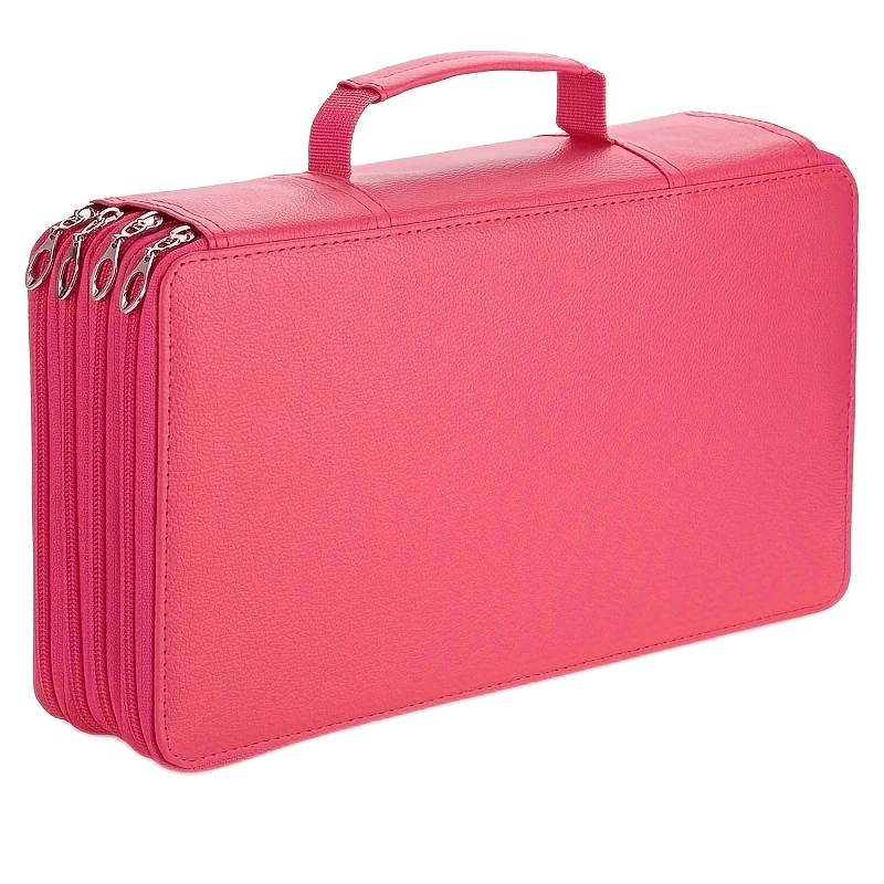 PU Pencil Case 300 Slots Large Capacity Storage Bag Marble Grey Rose Red