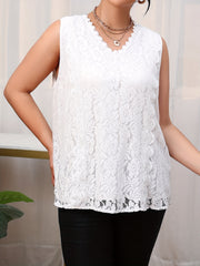  Lace V Neck Tank Top