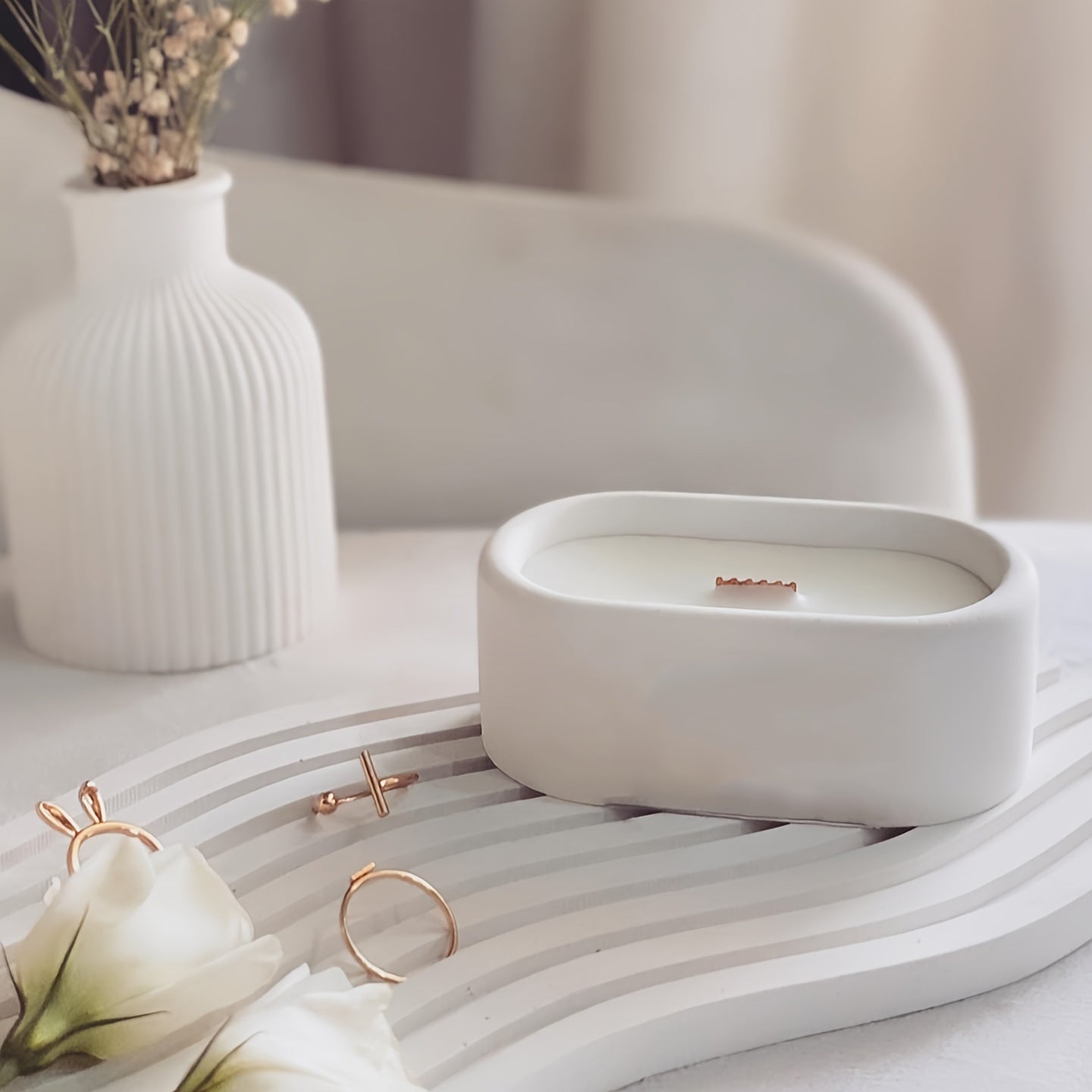 Oval Jewelry Storage Box Silicone Mold DIY Candle Jar Making Plaster Resin Vase