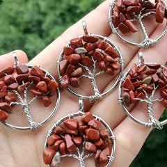 7 Charka Stone Tree Of Life Pendant Crystal Beads Energy Amulet