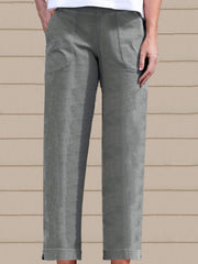  Solid Straight Leg Trousers With Pockets