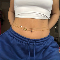 Faux Pearls Beads Thin Waist Chain Summer Beach Body Chain Accessories