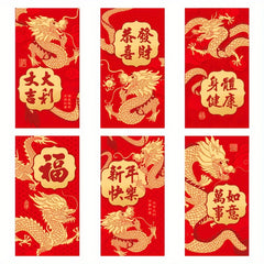 6pcs Traditional Mixed Red Envelopes 3D Lucky Money Envelope
