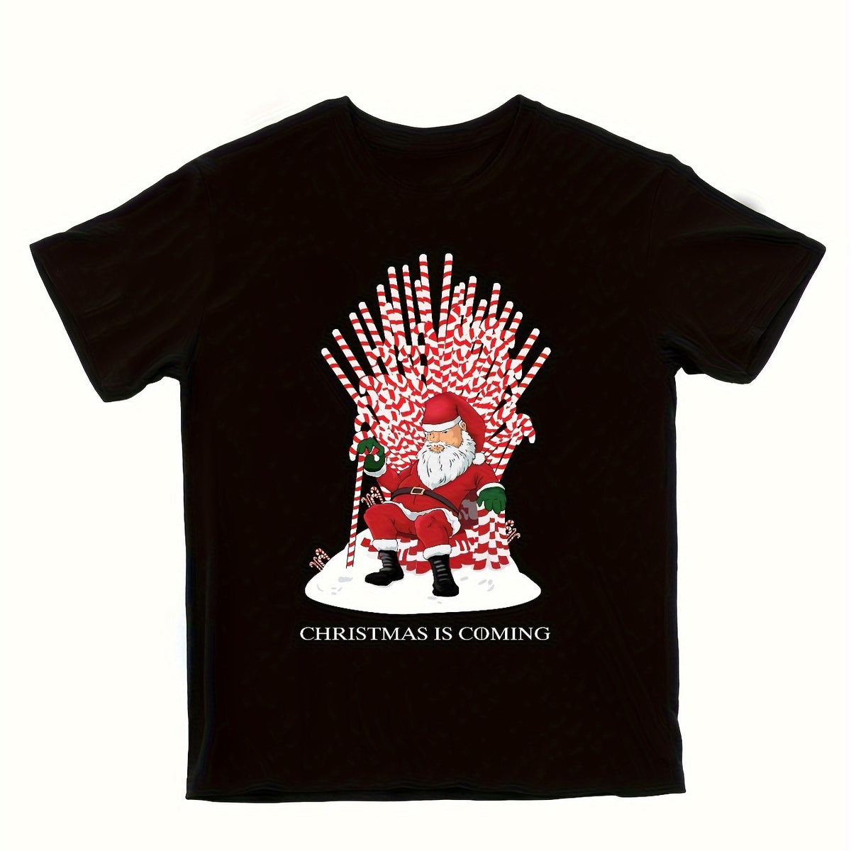 Santa Claus Pattern Print Men's Short Sleeve Comfy T-shirt