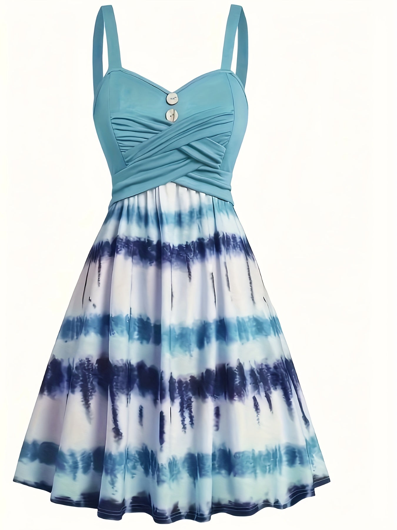  Boho Tie Dye Ruched A-Line Maxi Cami Dress
